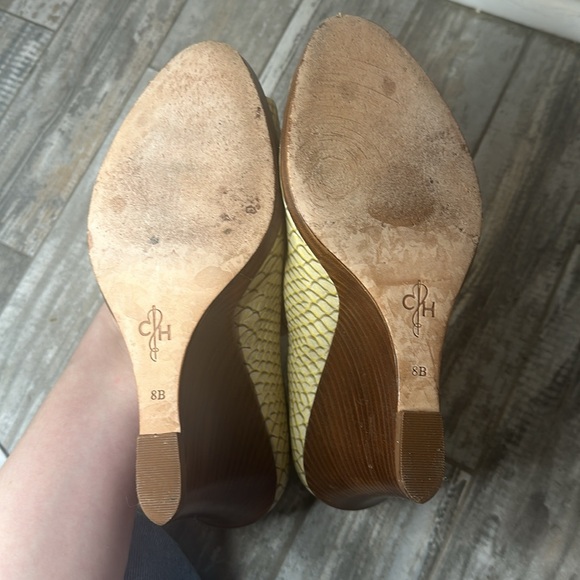 Cole Haan Open Toe Snake Skin 4 inch Wedge Size 8 - Picture 5 of 5